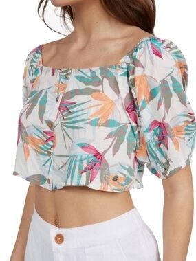 Roxy Pure Sugar Bright White Floral Of Paradise 
Crop Top